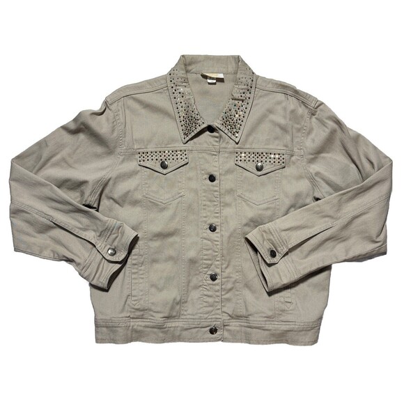 VTG  Womens L Studded Denim Button Up Jacket  Retro Y2K 90’s Fairy - Picture 1 of 11